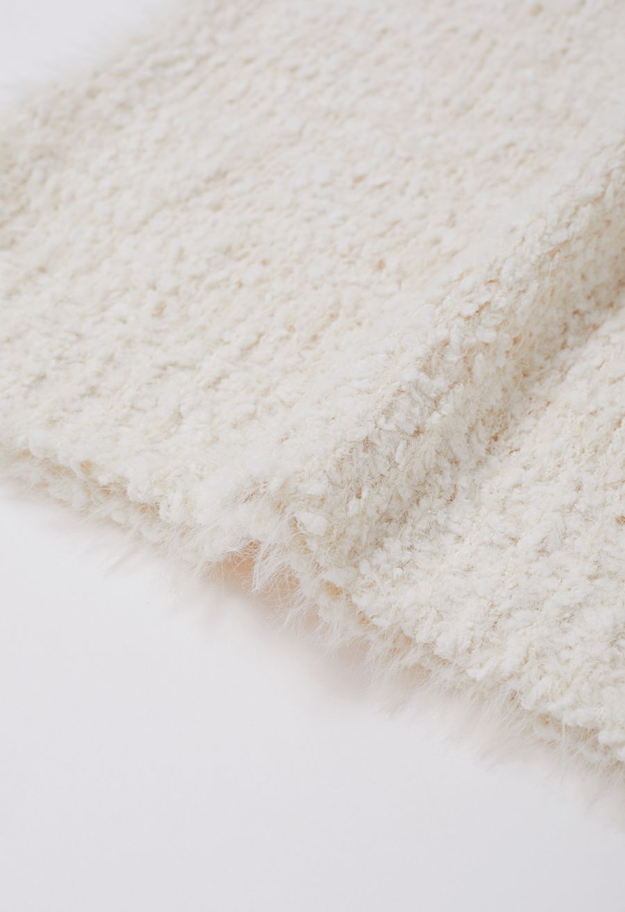 Softness V-Neck Knit Vest in Cream