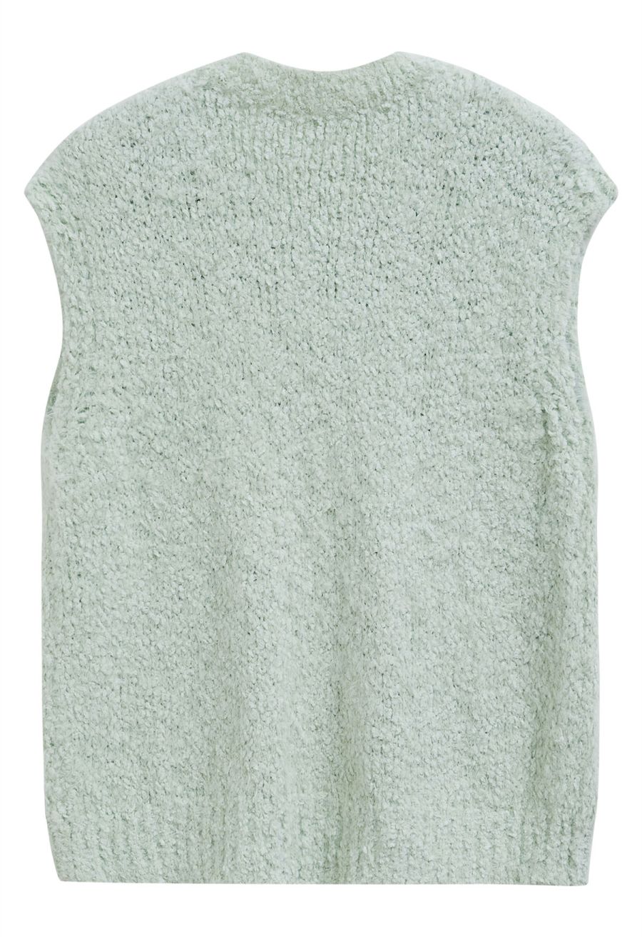 Softness V-Neck Knit Vest in Pistachio