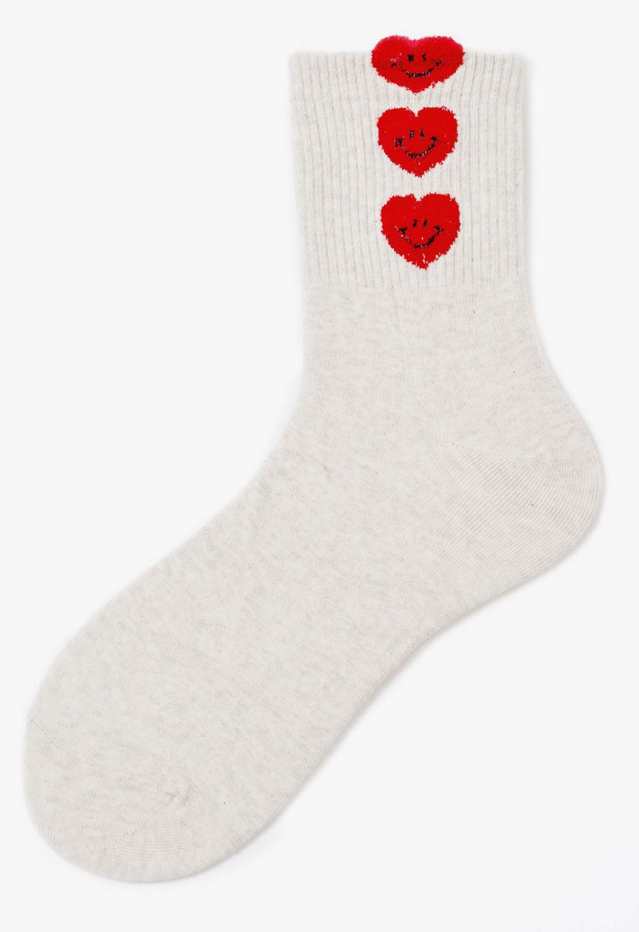 Smiling Face Heart Cotton Crew Socks