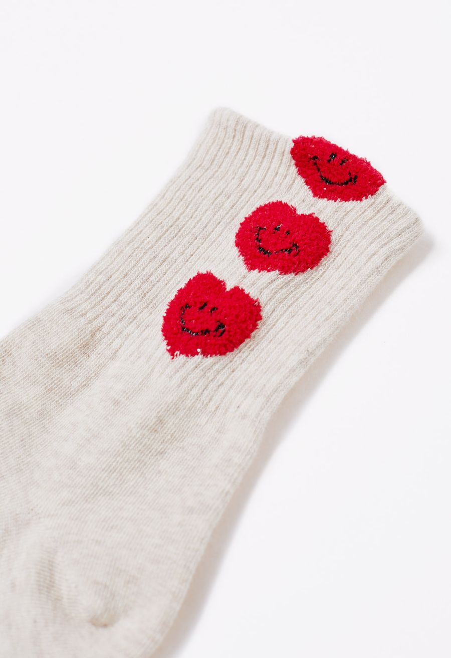 Smiling Face Heart Cotton Crew Socks