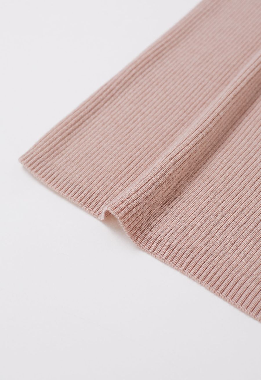 Color Blocked Neckline Knit Top in Pink