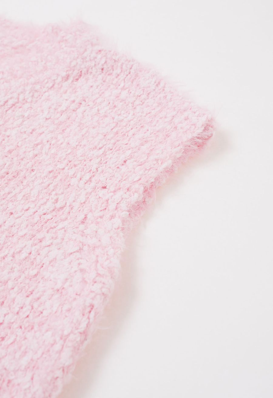 Softness V-Neck Knit Vest in Pink