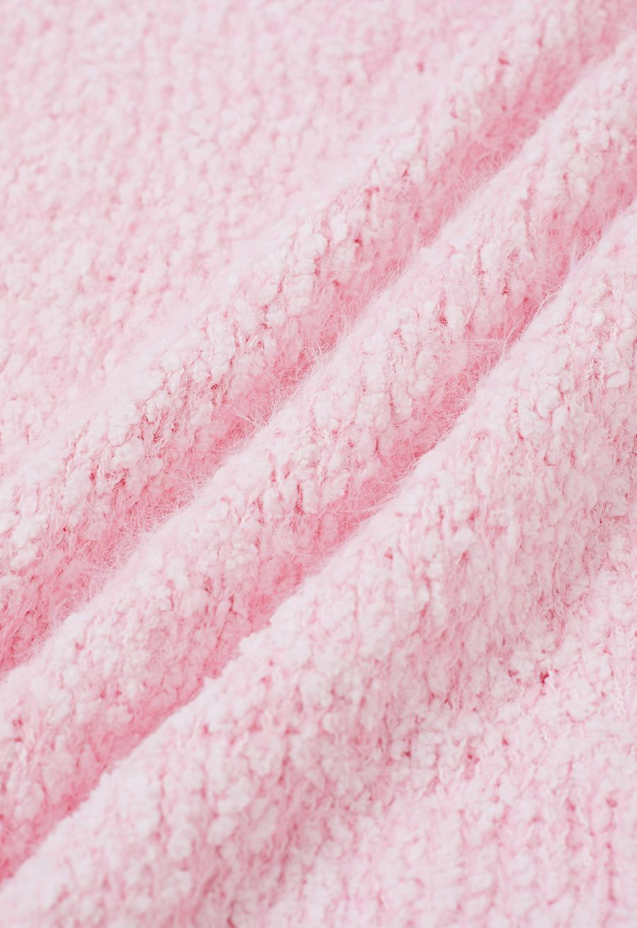 Softness V-Neck Knit Vest in Pink