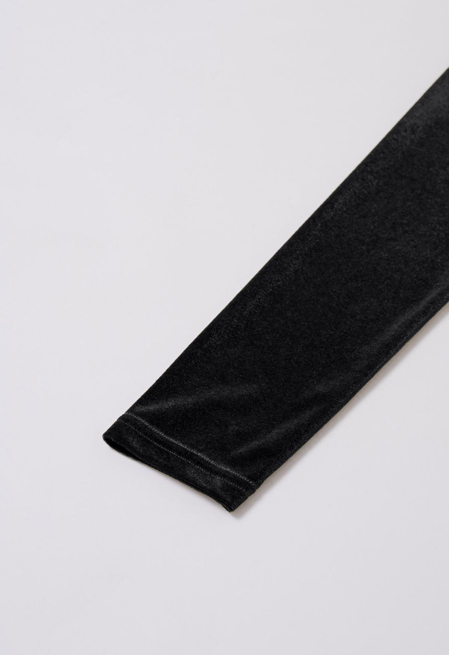 Surplice Neck Soft Velvet Top in Black