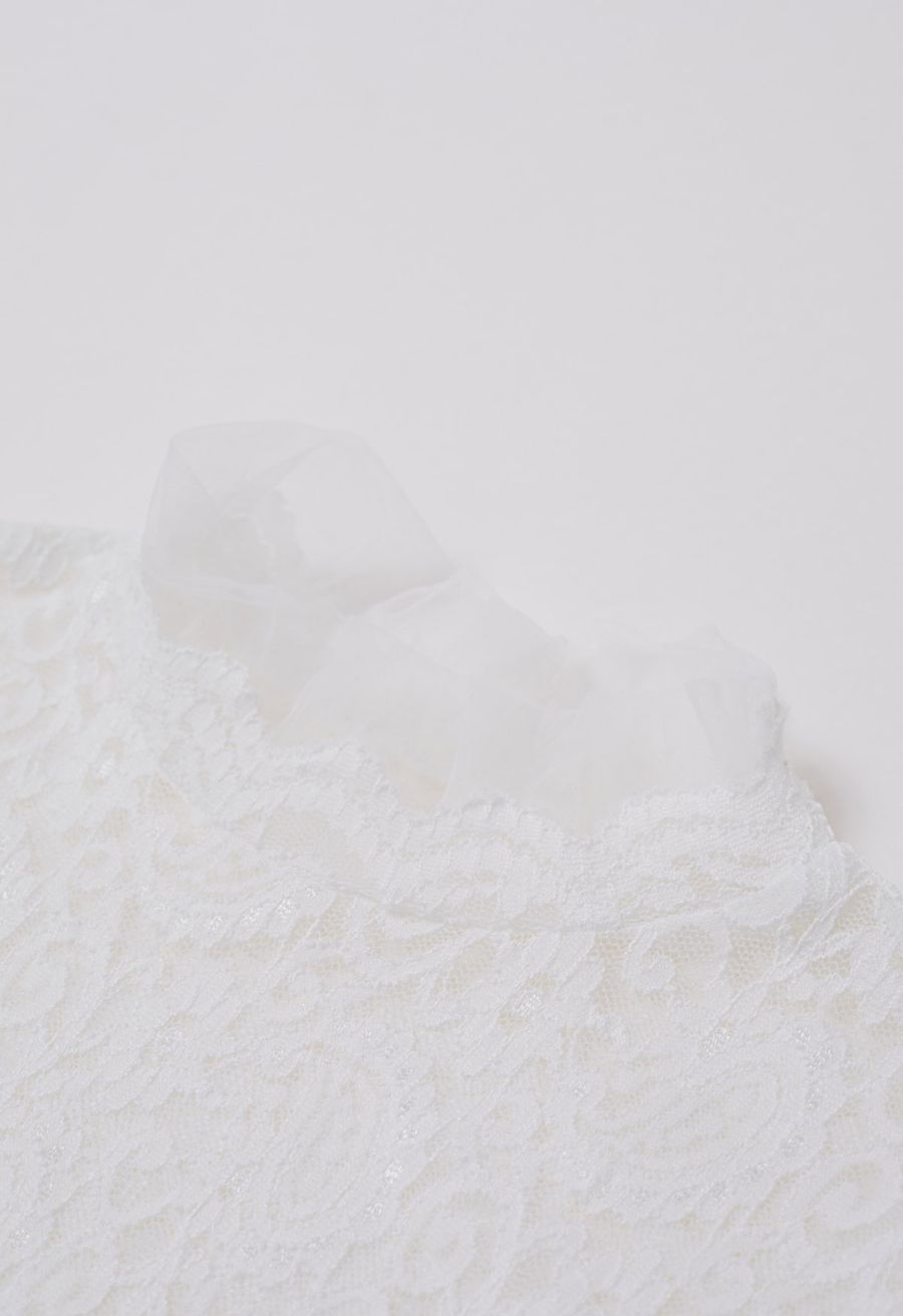 Paisley Full Lace Mesh Inserted Top in White