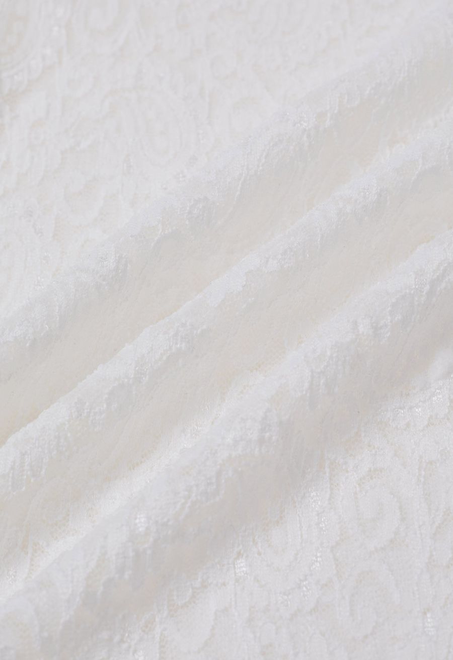 Paisley Full Lace Mesh Inserted Top in White