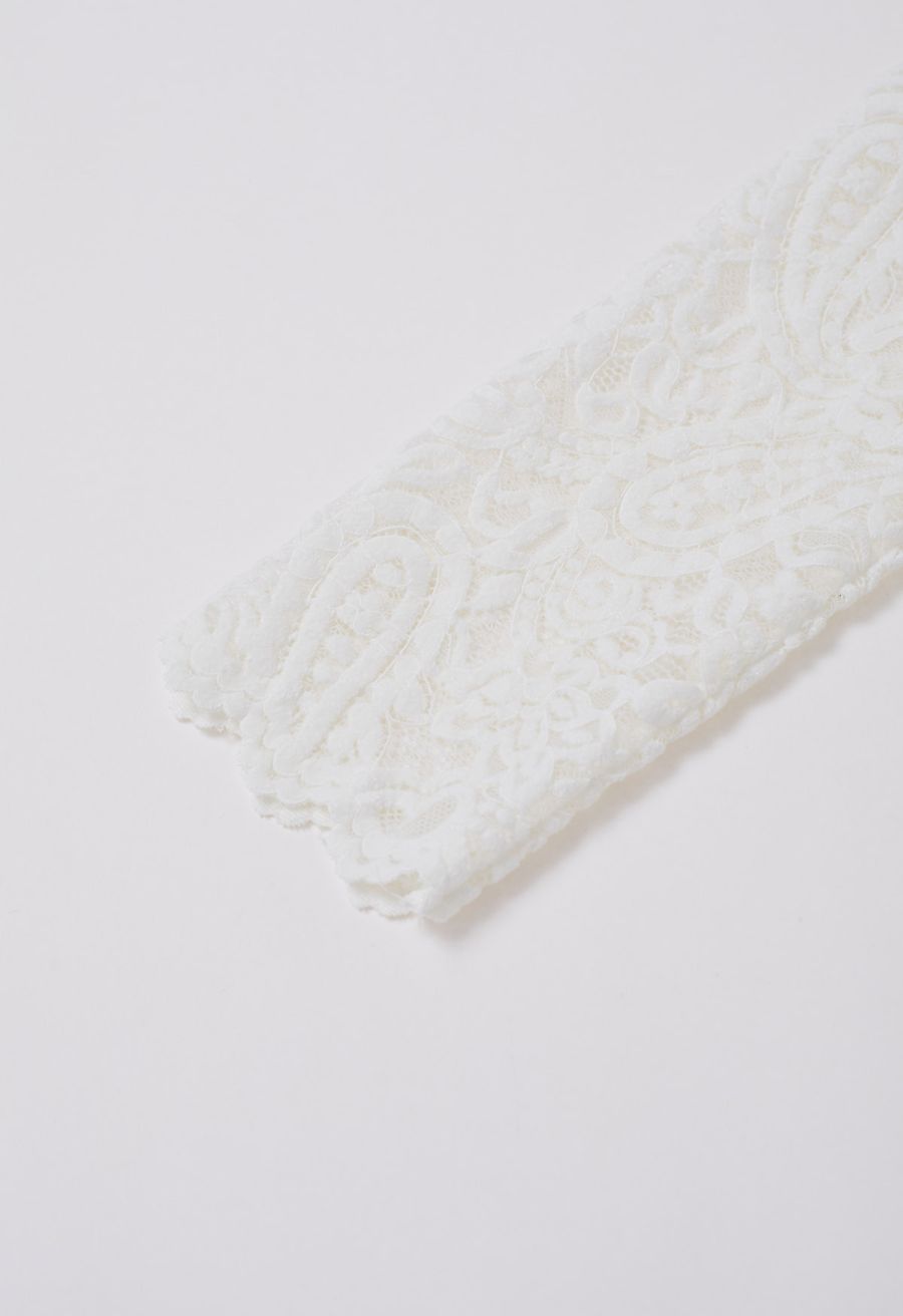 Paisley Full Lace Tie Waist Wrap Top in Cream