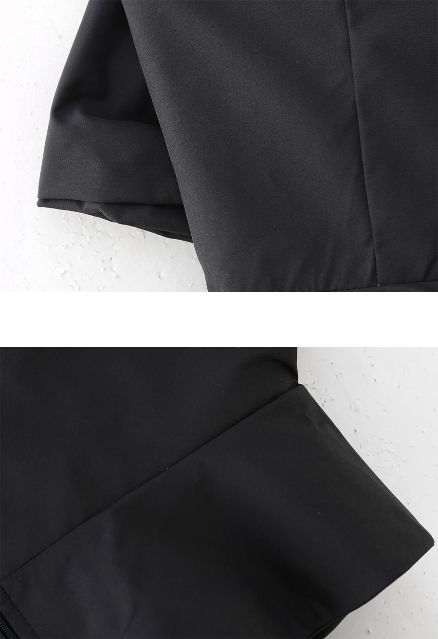Striking Bowknot One Shoulder Crop Top in Black