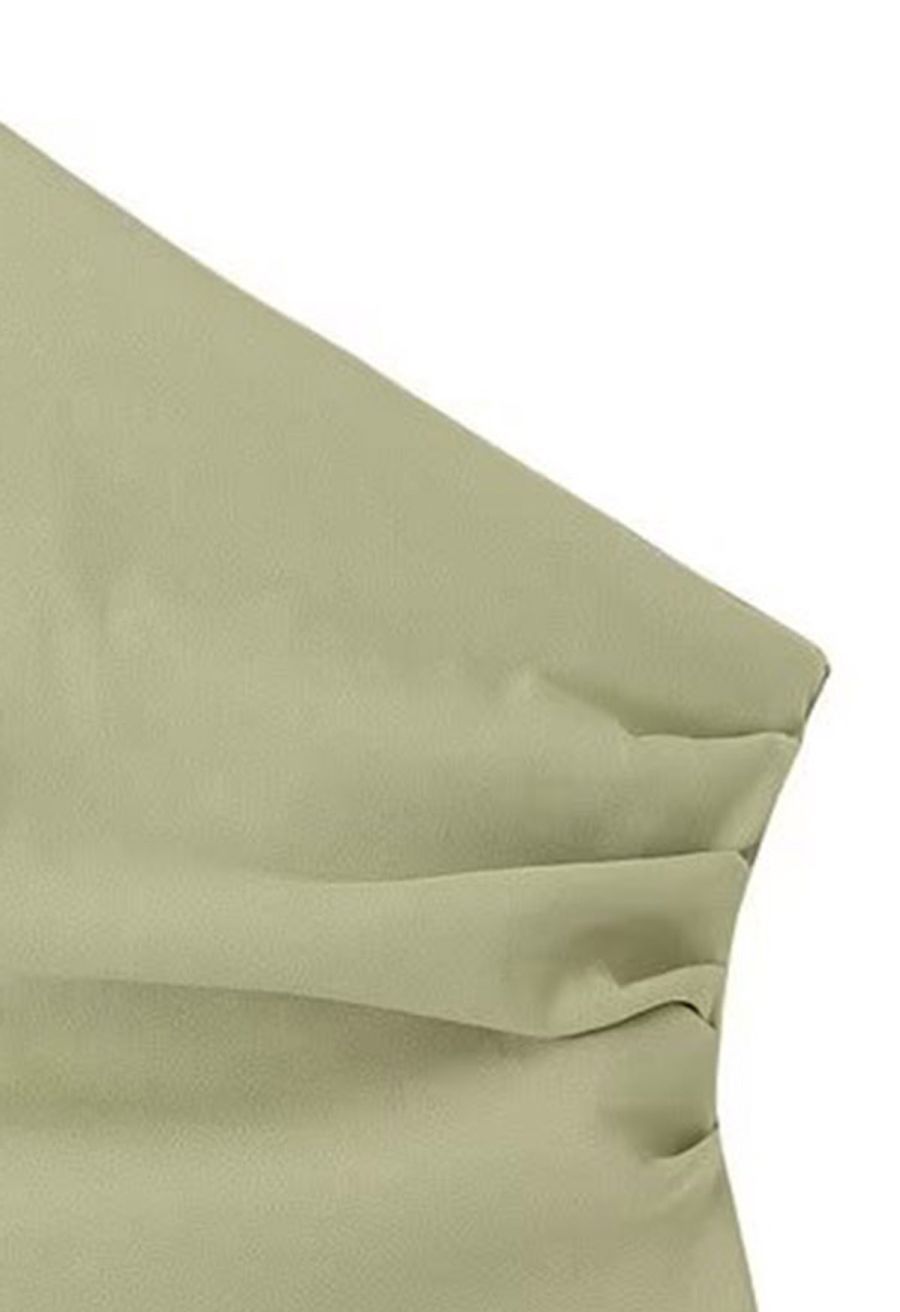 One-Shoulder Asymmetric Hem Top in Pea Green