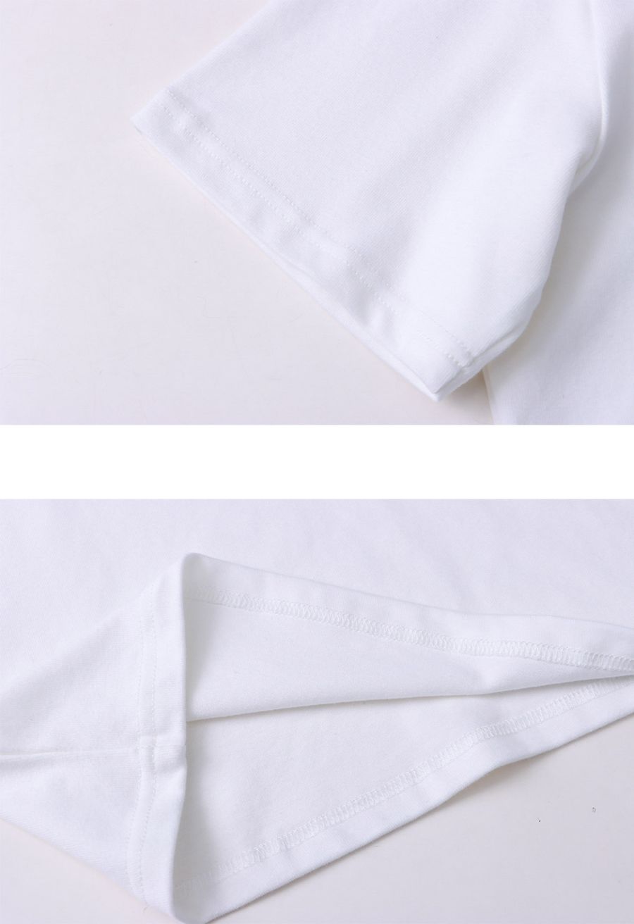 Cute Embroidered Heart Pattern T-Shirt in White