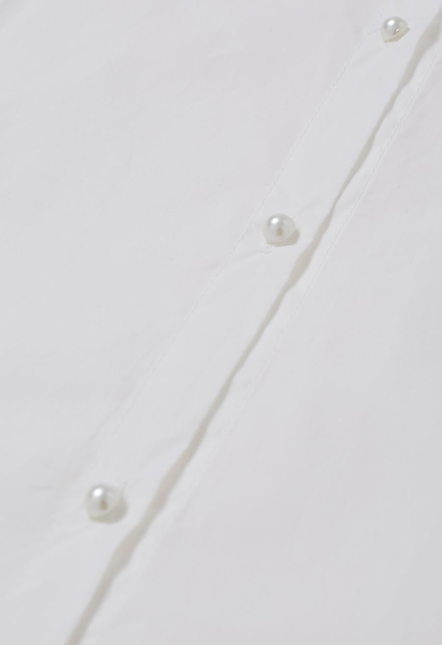 Embroidered Eyelet Bowknot Puff Sleeves Shirt
