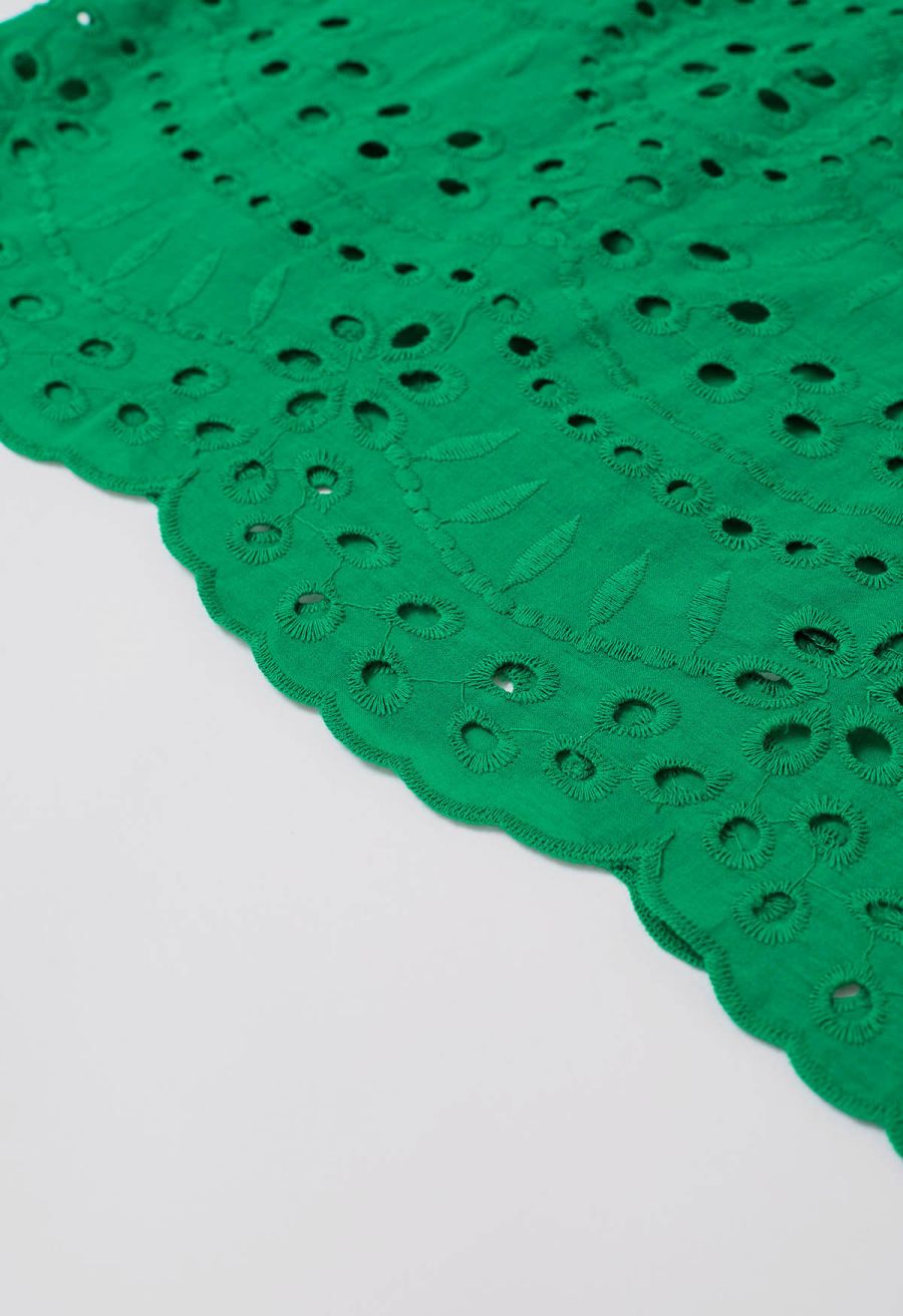 Eyelet Embroidery Tassel String Dolly Dress