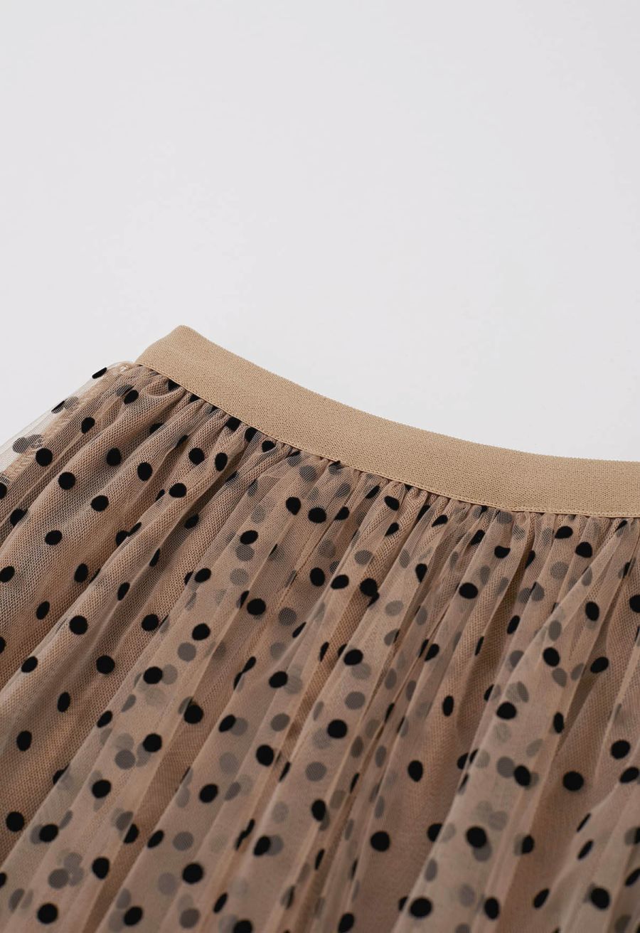 Can't Let Go Dots Mesh Tulle Skirt in Caramel
