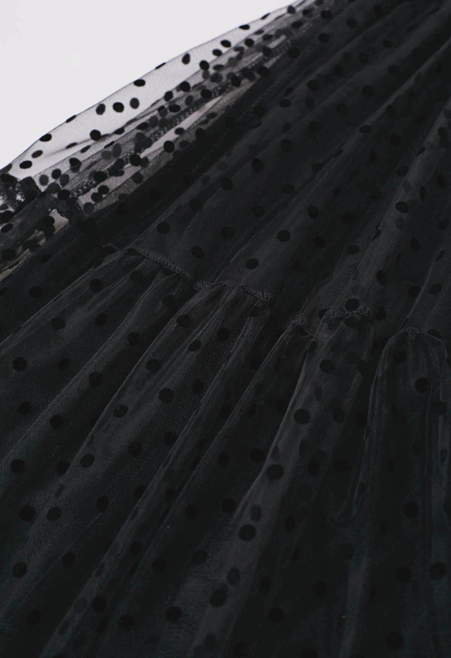Can't Let Go Dots Mesh Tulle Skirt in Black