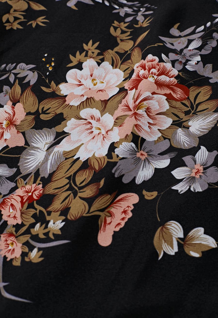 Spellbinding Bouquet Chiffon Maxi Skirt in Black