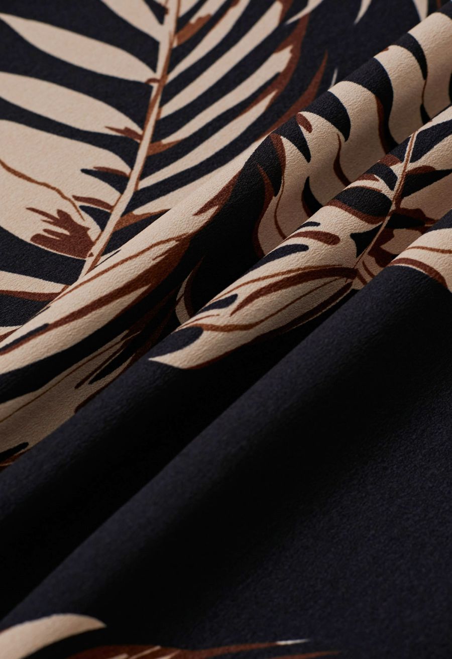 Palm Leaf Printed Chiffon Maxi Skirt