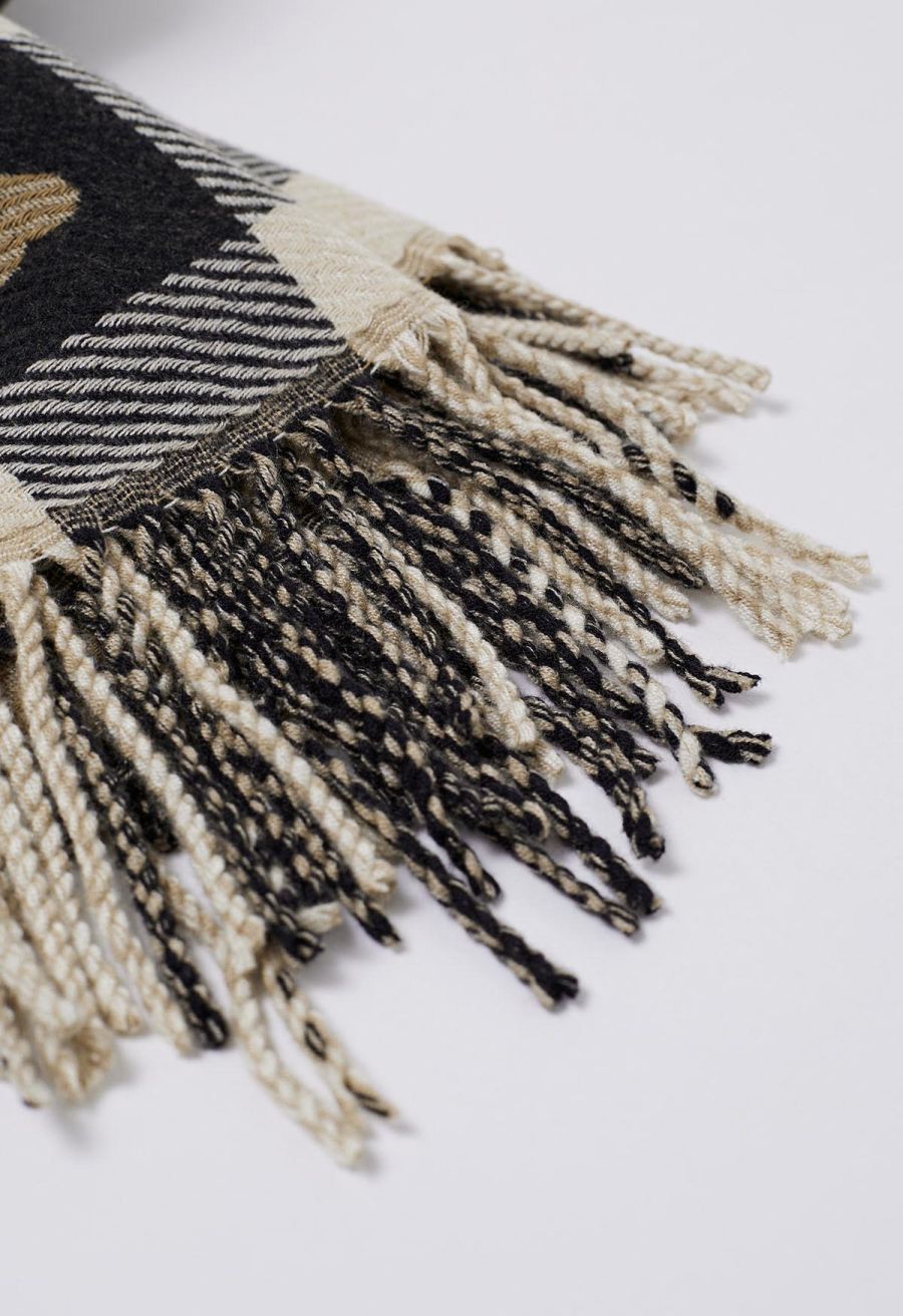 Lovely Heart Check Print Scarf in Black