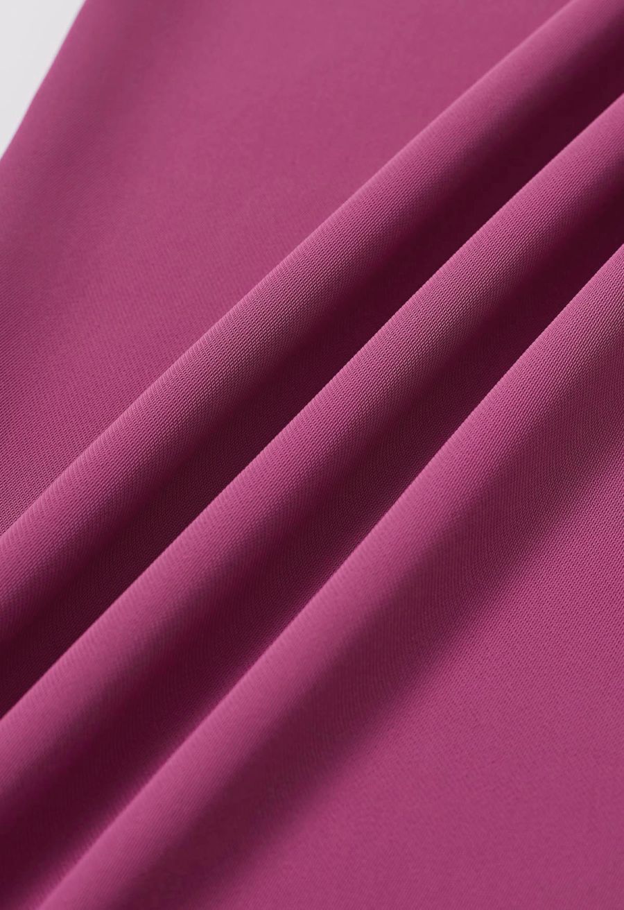 Pleated Waist Straight-Leg Pants in Berry