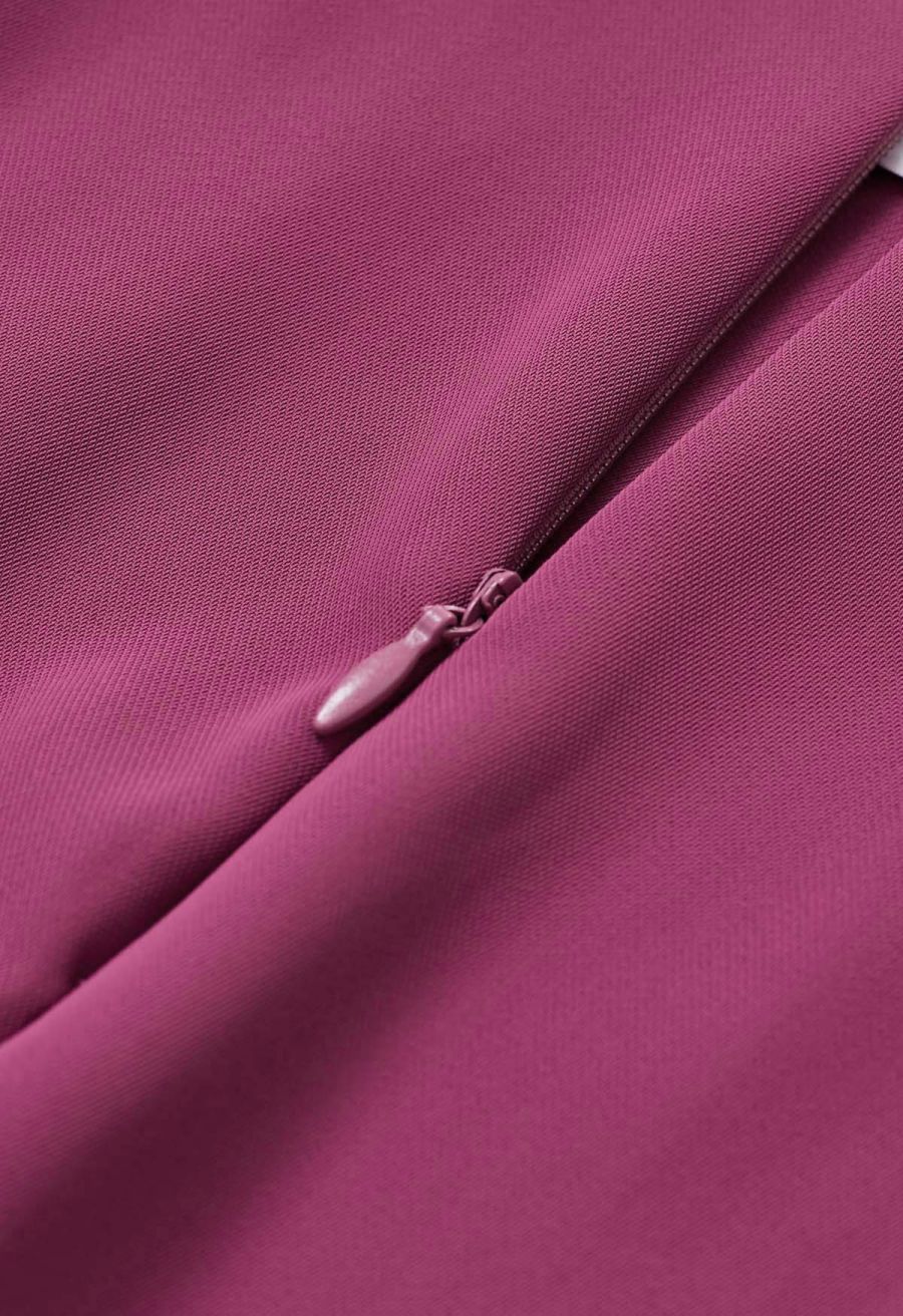 Pleated Waist Straight-Leg Pants in Berry