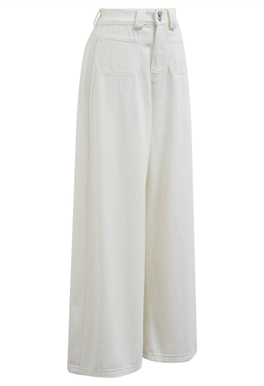 Vintage Charm Straight Leg Jeans in White