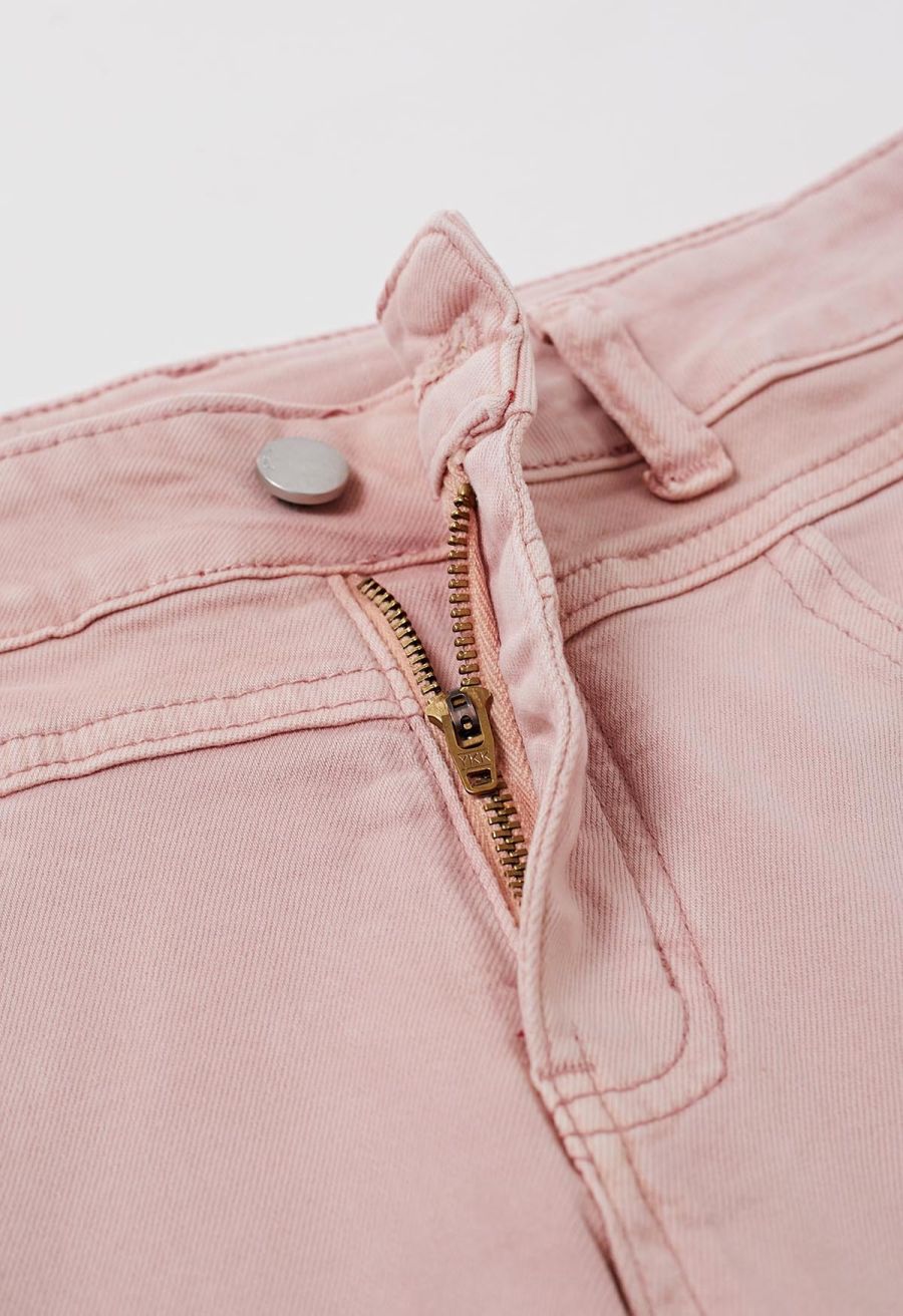 On-Trend High Waist Flare Leg Jeans in Pink