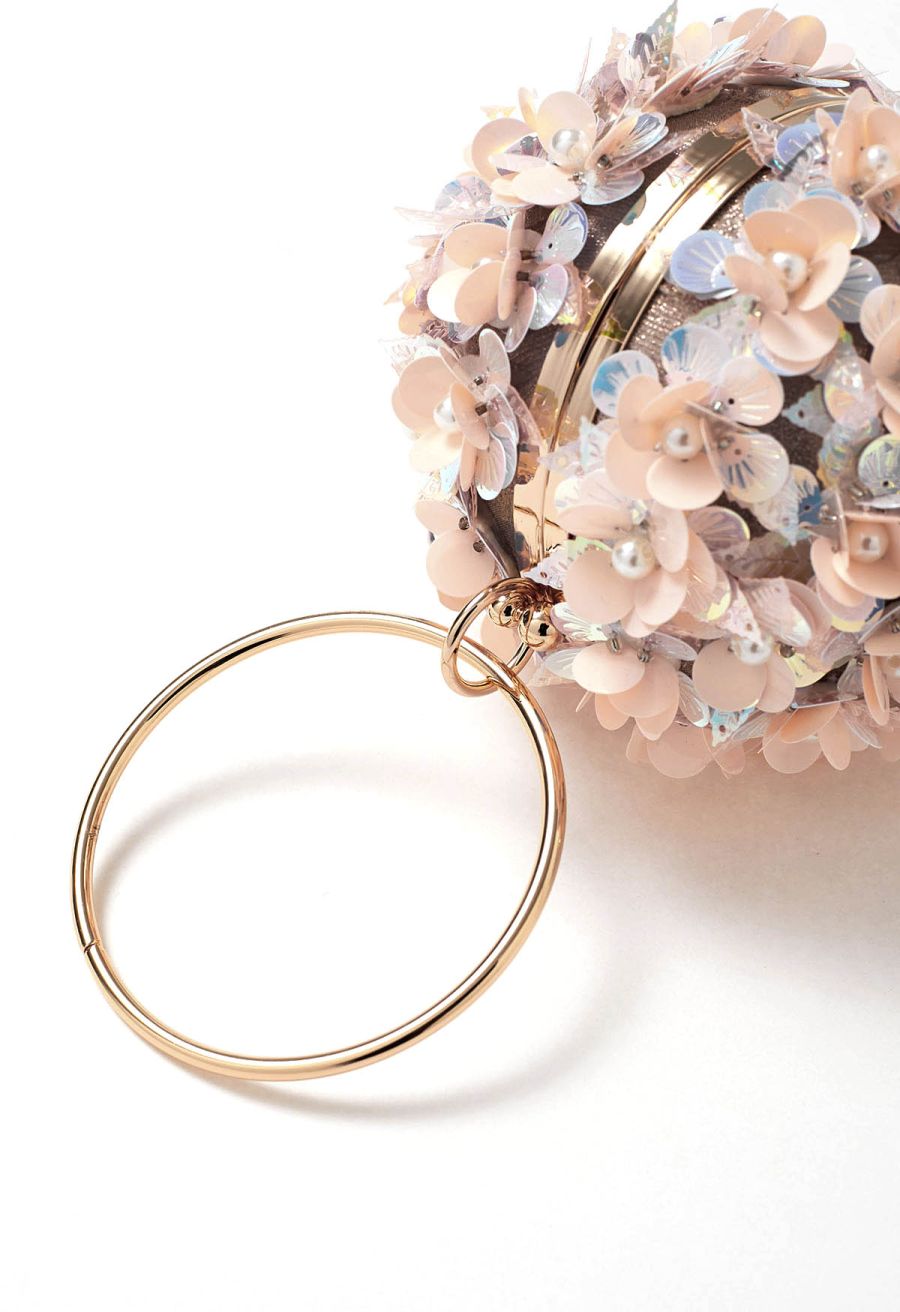 Exquisite Flower Ball Clutch in Pink