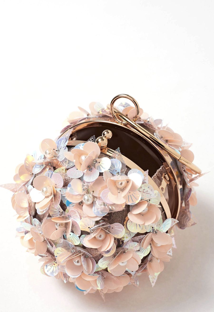 Exquisite Flower Ball Clutch in Pink