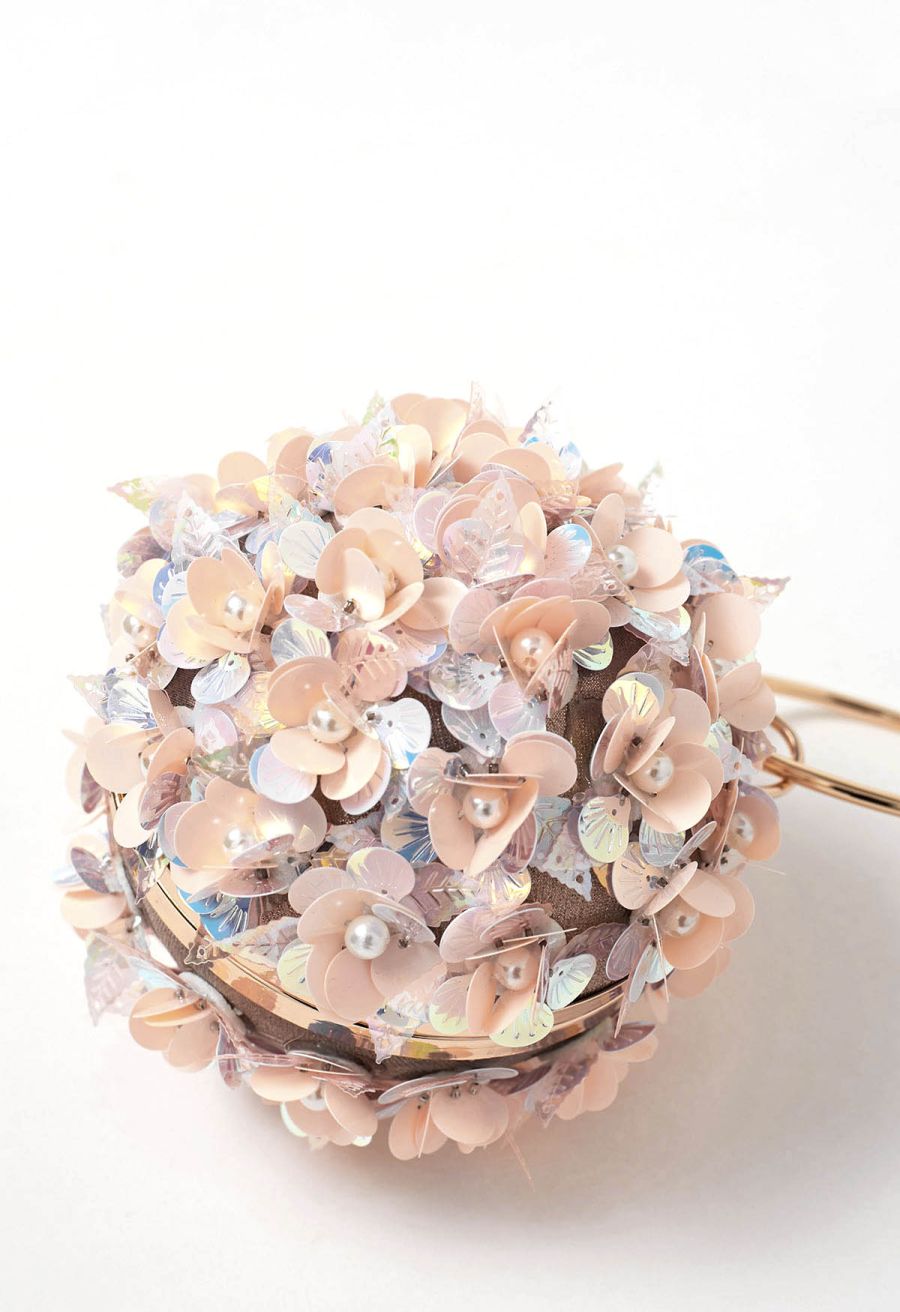 Exquisite Flower Ball Clutch in Pink