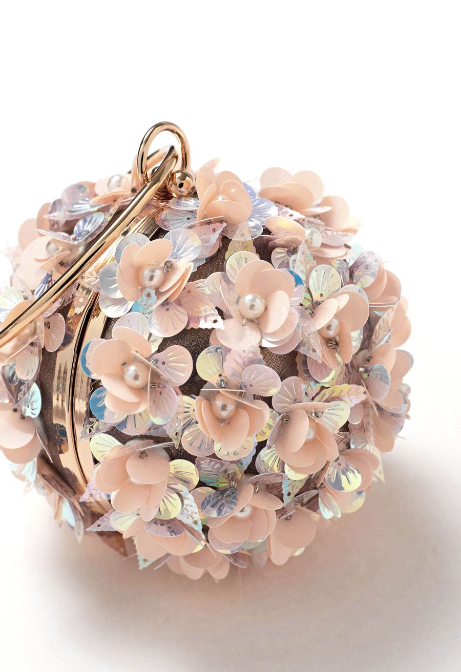 Exquisite Flower Ball Clutch in Pink