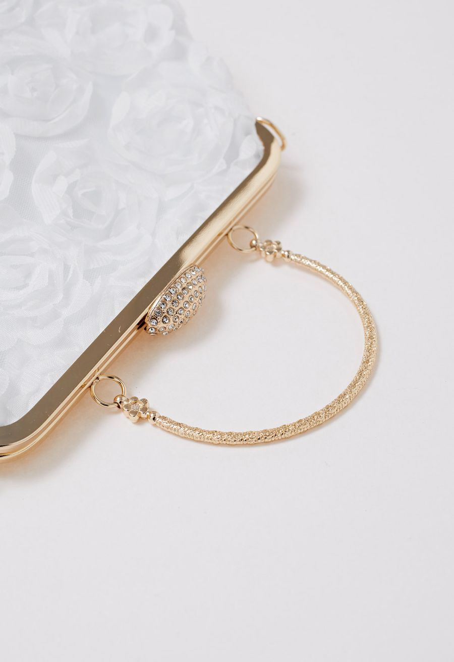 Elegant Rose Petal Clutch in White