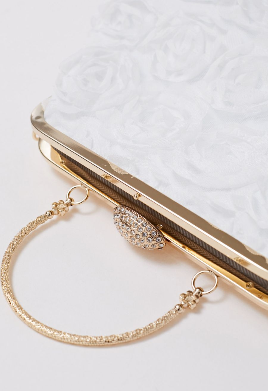 Elegant Rose Petal Clutch in White