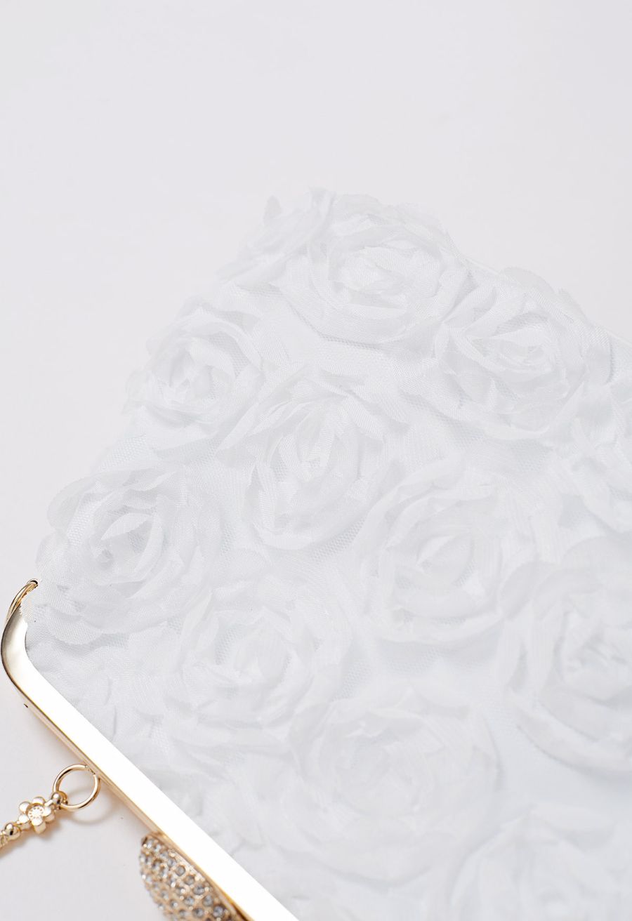 Elegant Rose Petal Clutch in White