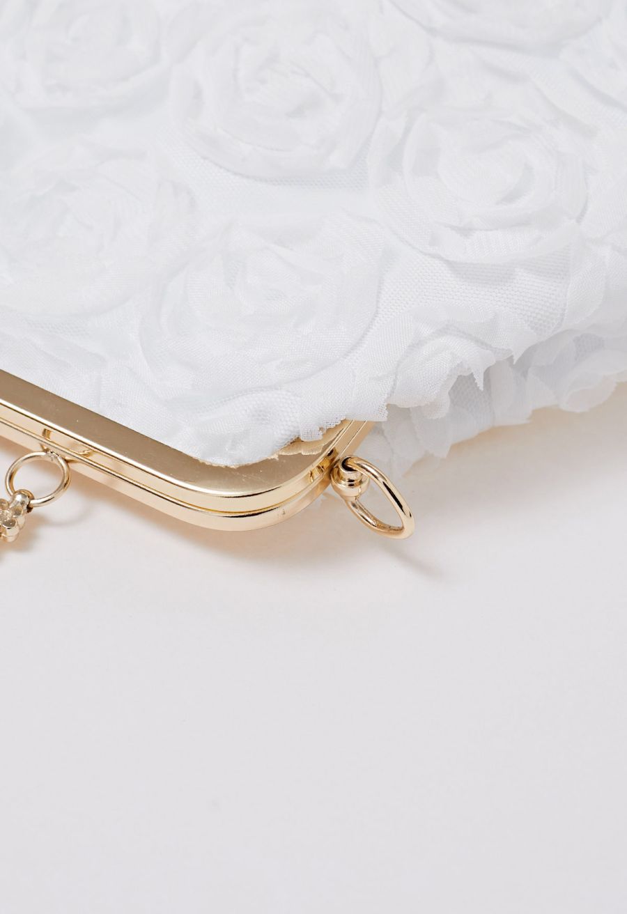 Elegant Rose Petal Clutch in White