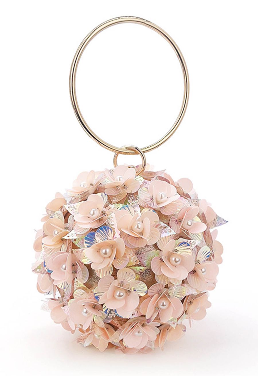 Exquisite Flower Ball Clutch in Pink