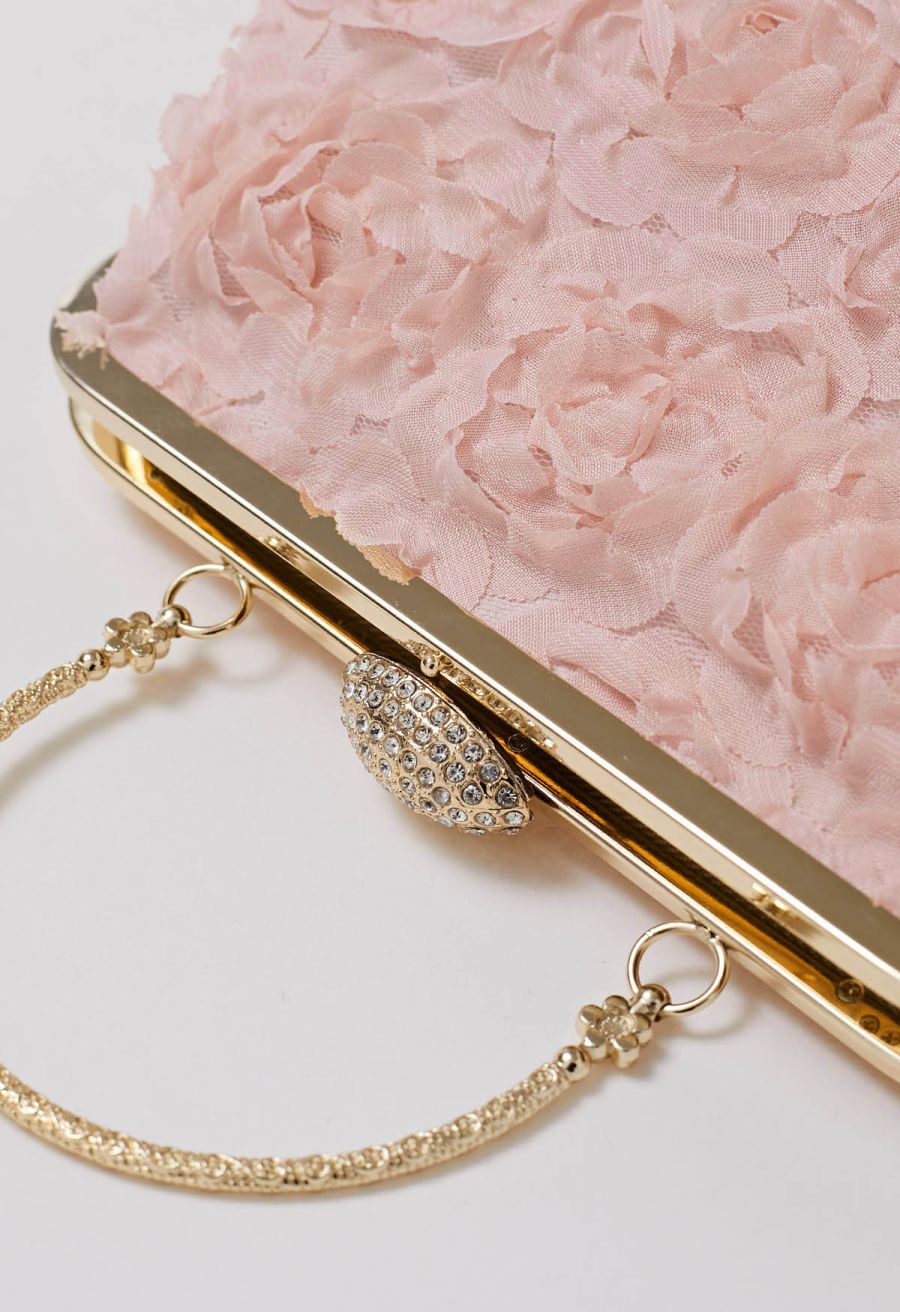 Elegant Rose Petal Clutch in Pink
