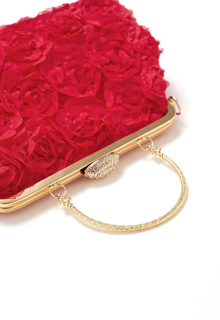 Elegant Rose Petal Clutch in Red