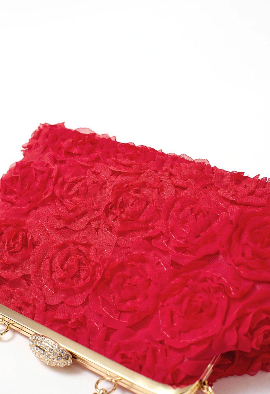 Elegant Rose Petal Clutch in Red