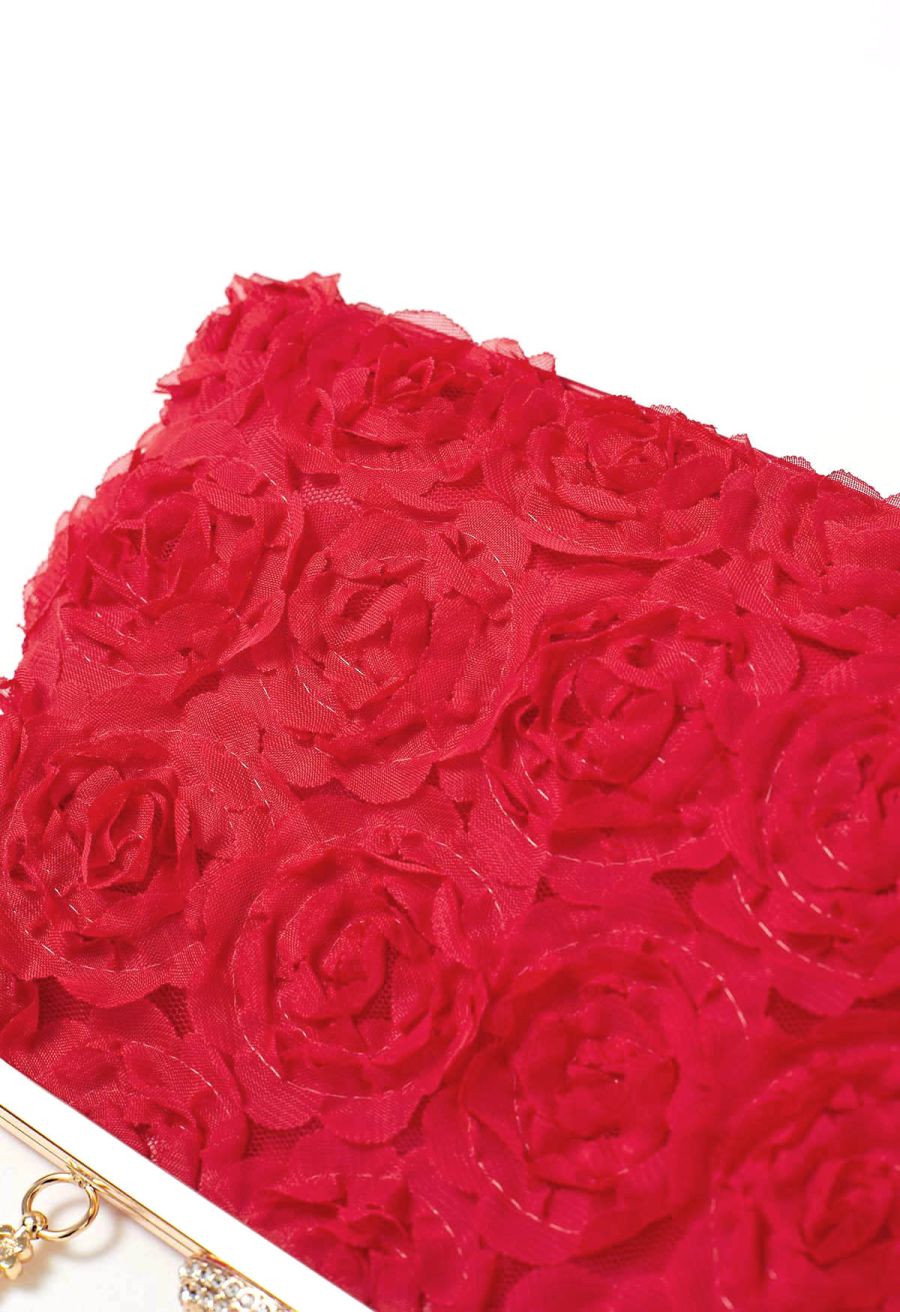 Elegant Rose Petal Clutch in Red