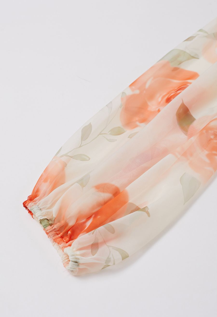 Delicate Ruffle Blossom Chiffon Dress