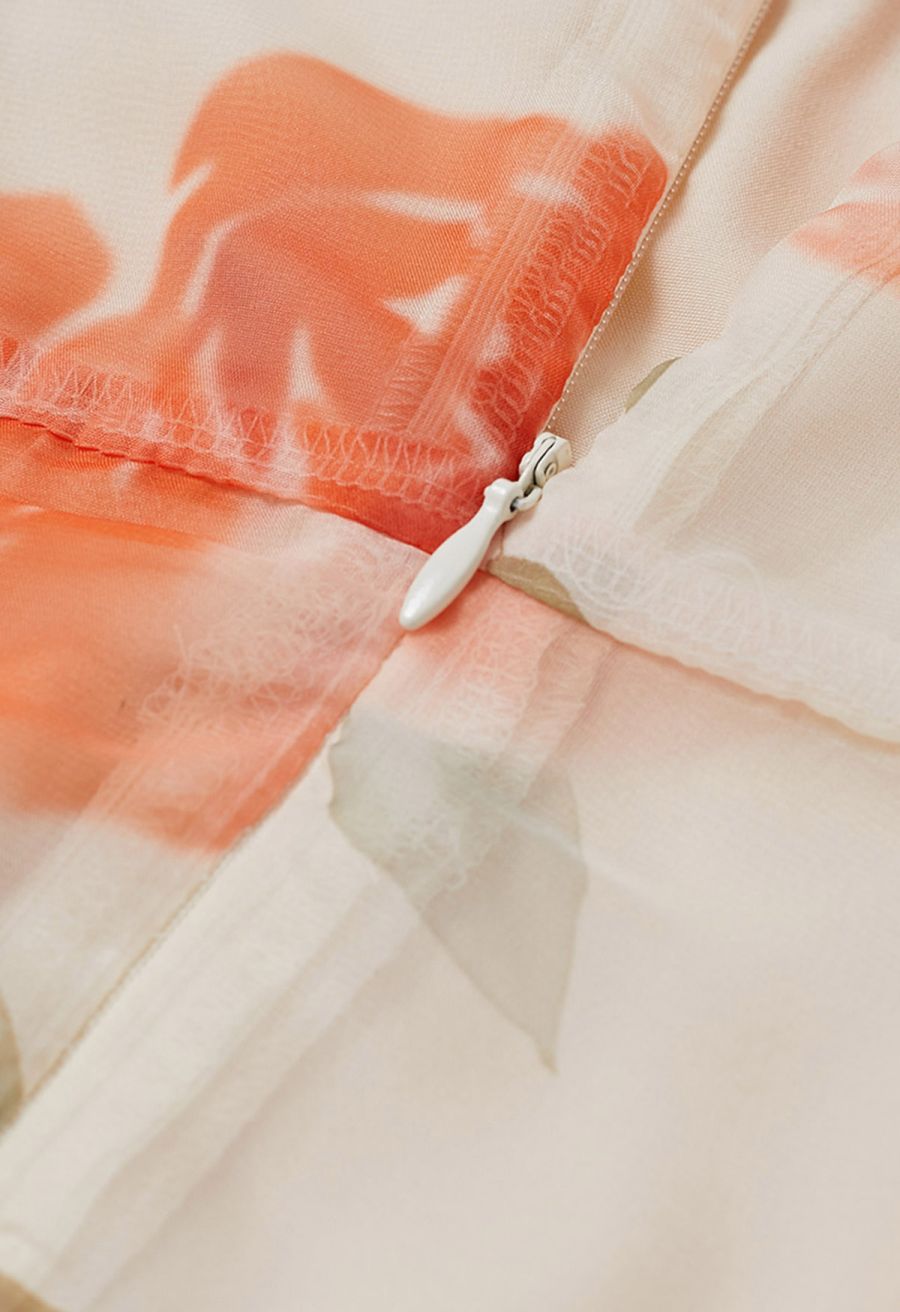 Delicate Ruffle Blossom Chiffon Dress