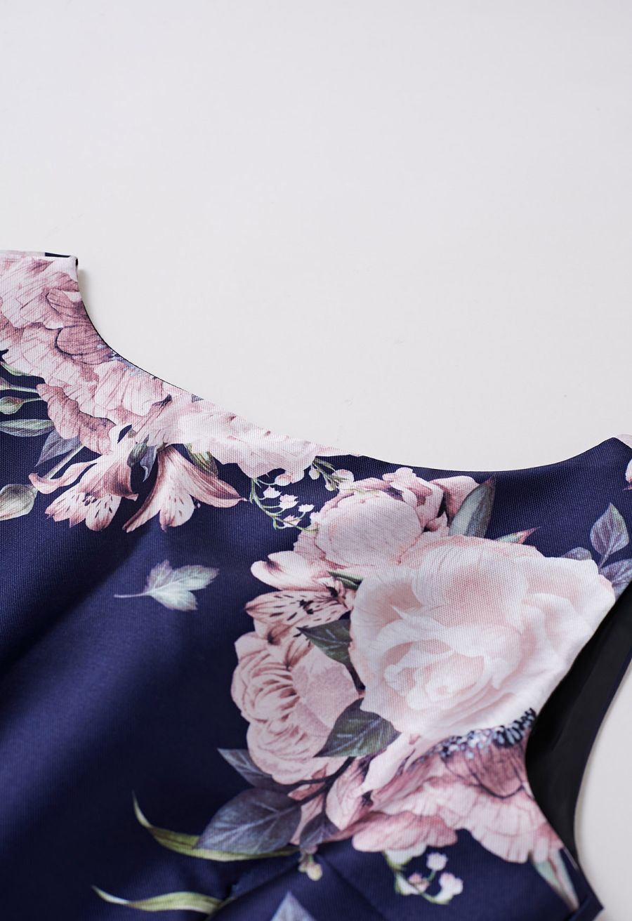 Refined Floral Sleeveless Midi Dress