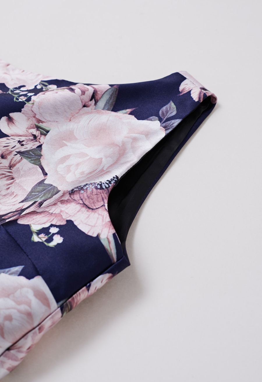 Refined Floral Sleeveless Midi Dress