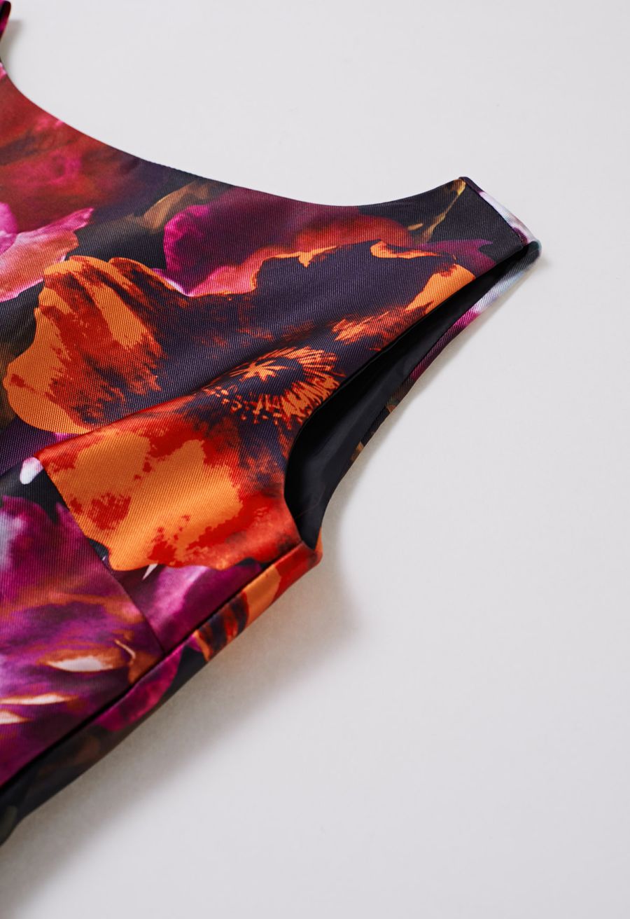 Watercolor Impression Sleeveless Midi Dress