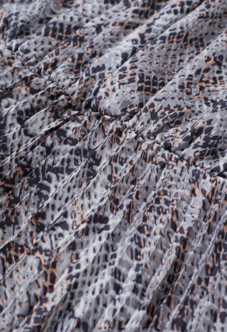 Snake Print V-Neck Belted Dress