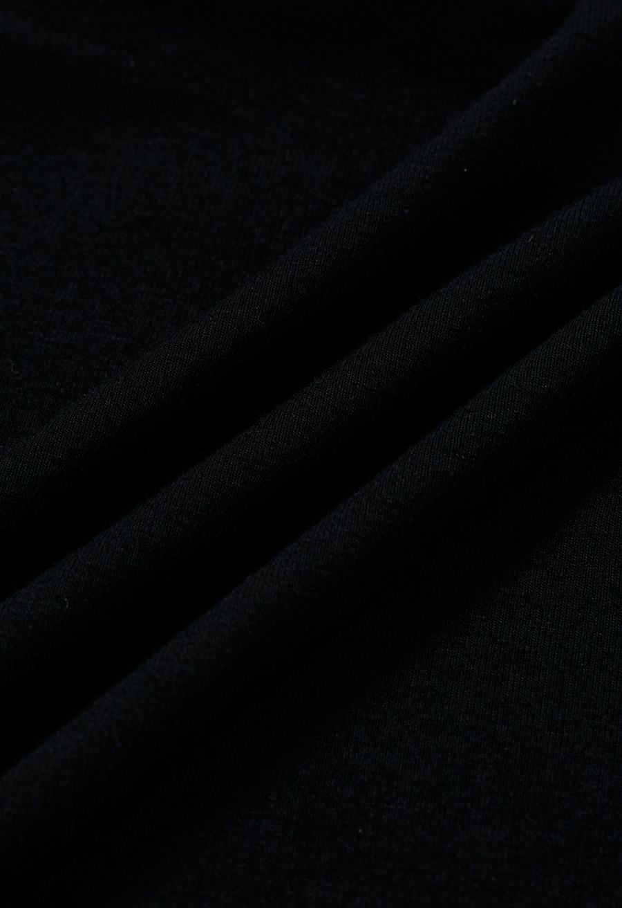 Side Knotted Soft Cotton Top in Black