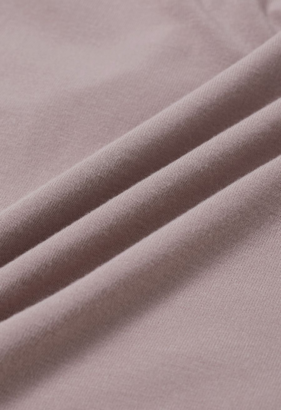 Side Knotted Soft Cotton Top in Dusty Pink