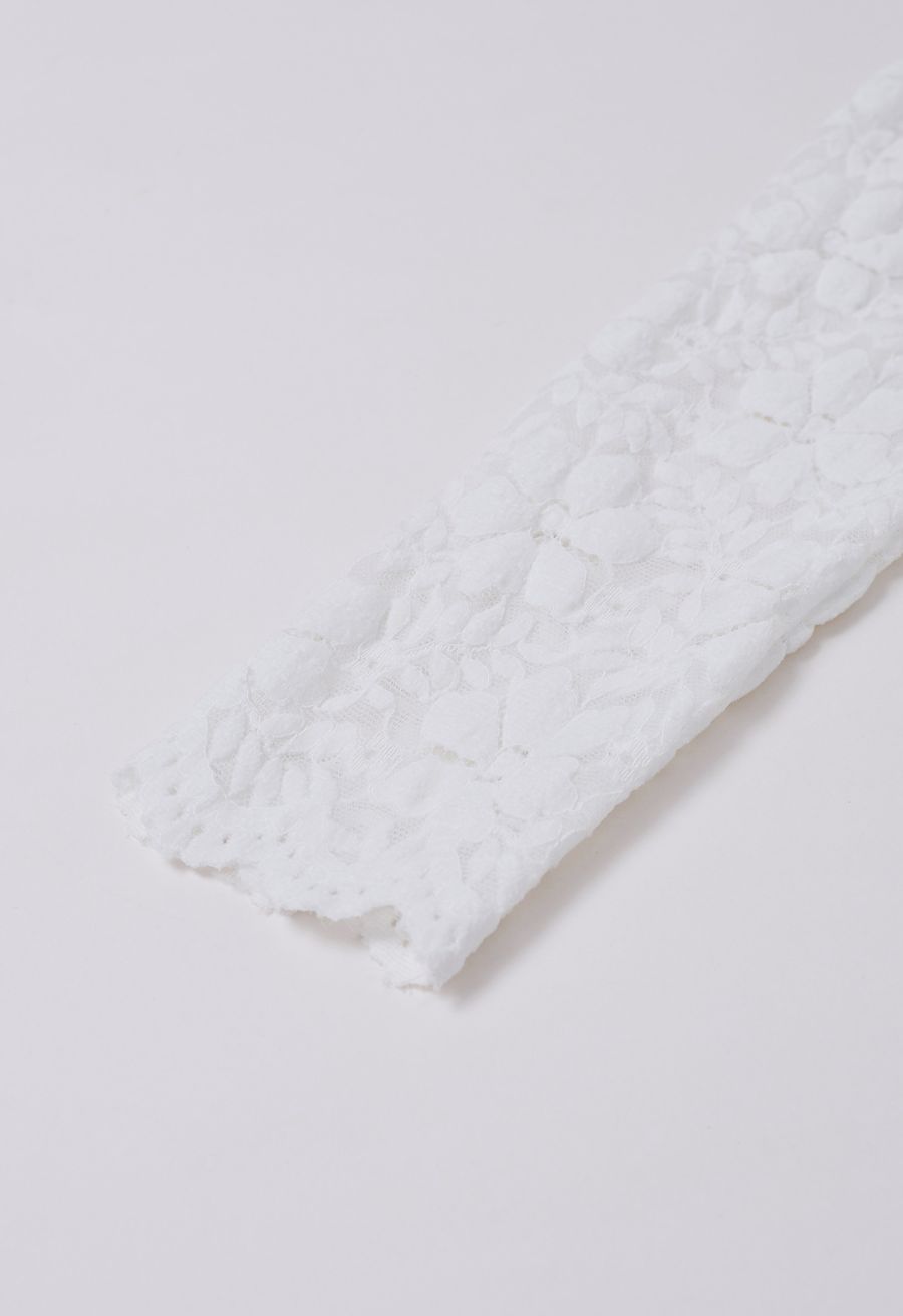 Exquisite Floral Lace Crop Wrap Top in Ivory