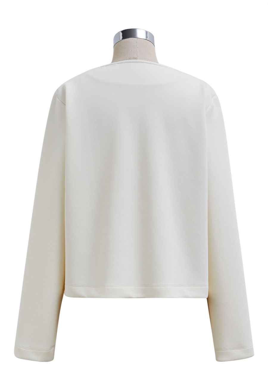 Posh Pursuits Fake Flap Pockets Buttoned Coat in Cream