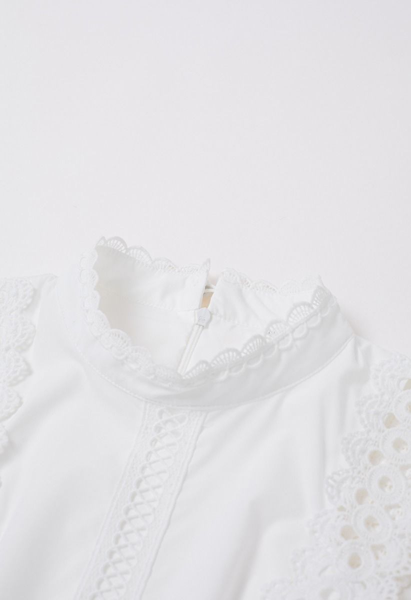 Dive into Elegance Lace Panelled Sleeveless Dress in White