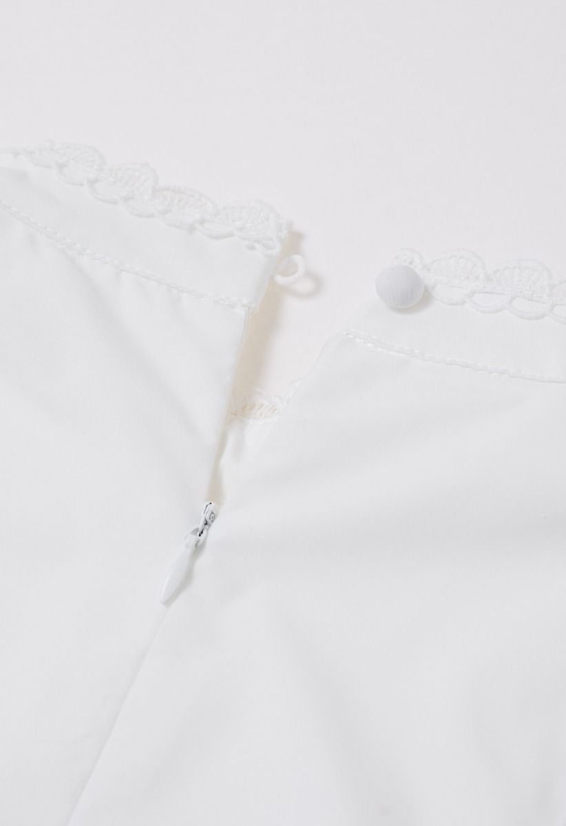Dive into Elegance Lace Panelled Sleeveless Dress in White
